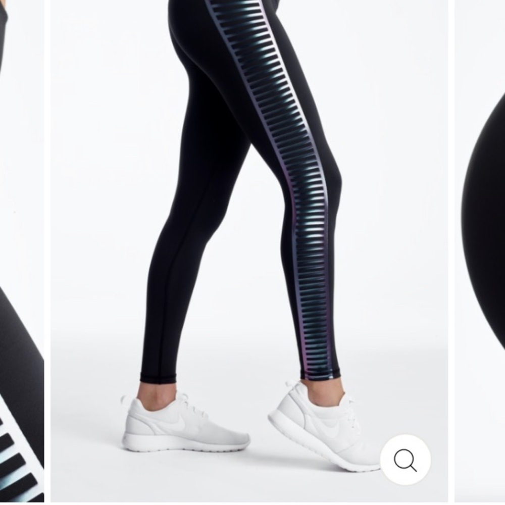 Black and shiny stripe / metallic color  Women's Leggings